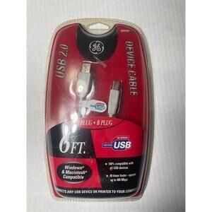 NEW GE USB 2.0 DEVICE CABLE 6 Ft Windows & Macintosh HO97891
